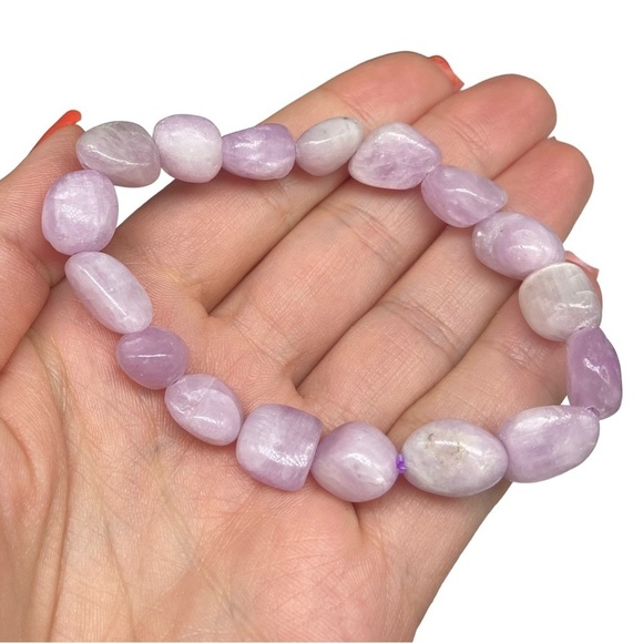Kunzite Beaded Stretch Bracelet Gemstone Stone Crystal Crystals Pink Beads - Picture 5 of 5